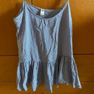 Blue and white gingham tank top